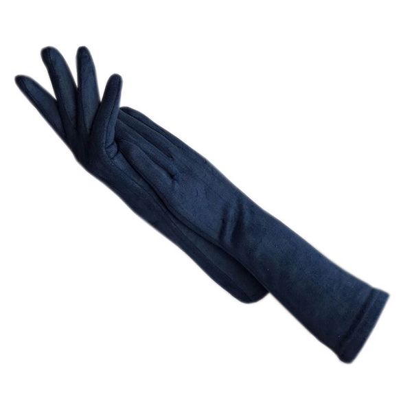 

gloves winter ladies gloves suede length 35cm arm sleeve fashion thick black gray beige dark blue brown light 211124, Blue;gray