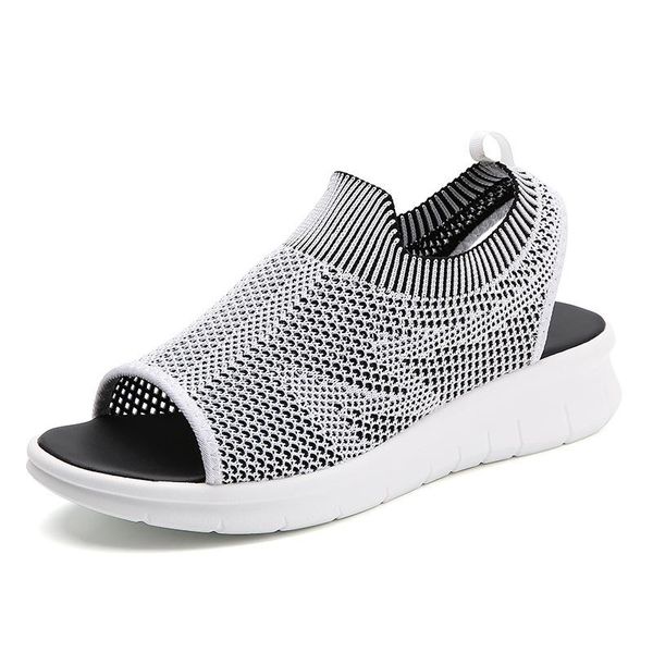 

sandals women's women summer shoes wedge platform mesh breathable beach sandlias sneakers comfortable casual walking, Black