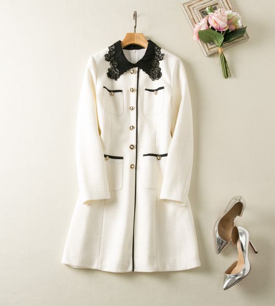 

2021 autumn and winter pop small fragrance collar unique dress, Black;gray