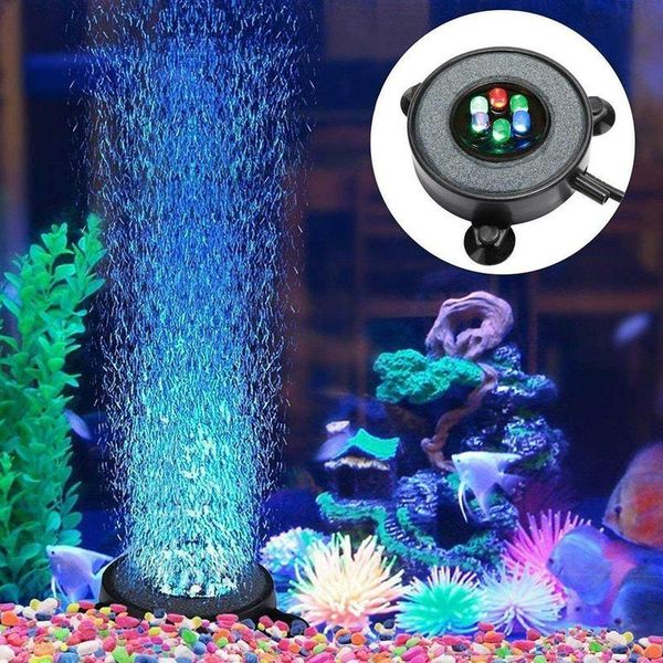 

waterproof submersible bubble curtain light rgb 12 led fish tank aquarium lamp with 3w high output air pump oxygen supply