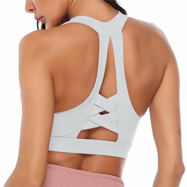 

yoga outfit fitness bra shockproof gathering sports vest high impact women underwear one piece