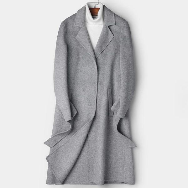 

men's wool & blends autumn 2022 winter fashion men jacket slim fit thick warm coat male woolen turn-down collar jackets clothing b440, Black