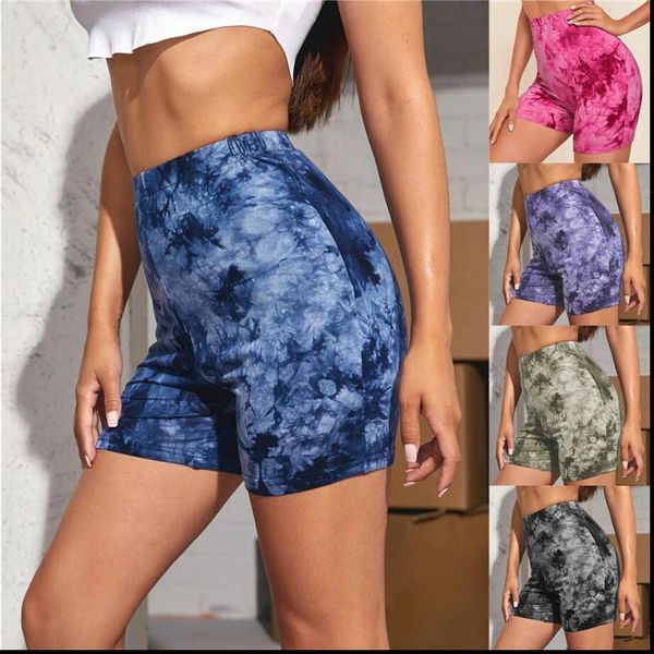 

women tie dye sport cycling biker shorts lady high waist bodycon stretchy casual shorts gym fitness short pants, White;black