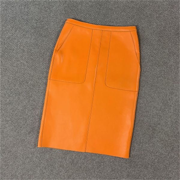 

2021 female spring genuine royal sheep leather skirt e16 70lf, Black