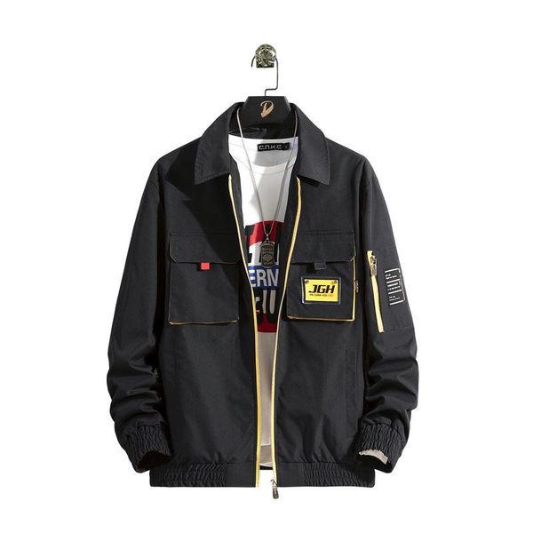 

men's jackets 2021 spring and summer jacket street windbreaker hoodie zipper thin casual 4xl waterproof coat, Black;brown