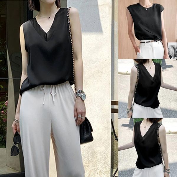 

women's t-shirt elegant blouse office tunic satin silk basic summer chiffon blouses for women, White