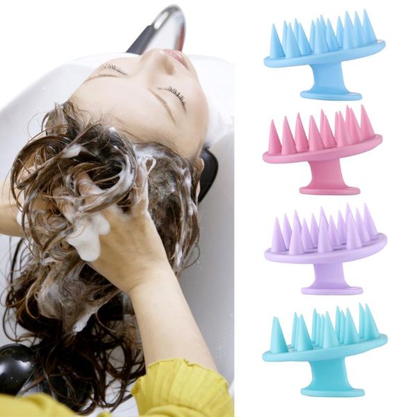 

hair brushes silicone shampoo scalp massager head body massage brush bath spa slimming shower, Silver