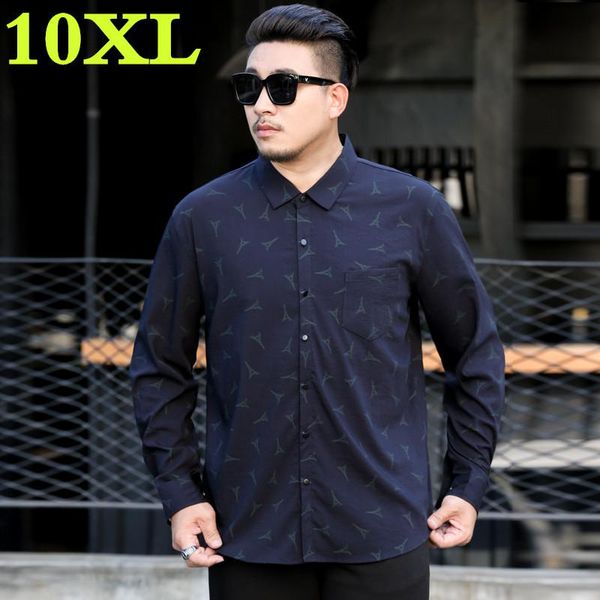 

plus size 10xl 9xl new casual loose fit male social shirts brand long sleeve business shirt men, White;black