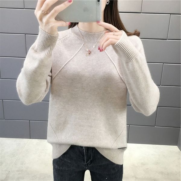

2021 new women's autumn spring basic sweaters korean style solid female casual pullovers with long sleeve o neck knitted jumpers ws6d, White;black