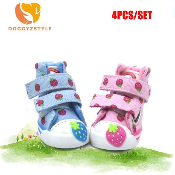 

dog apparel 4pcs/set winter anti-slip pet shoes for small dogs chihuahua rain boots goods puppy strawberry shoe doggyzstyle