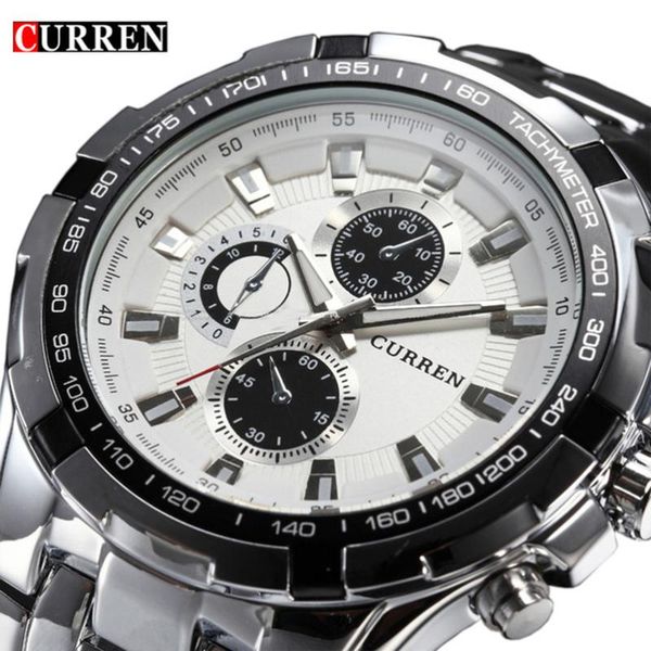 

wristwatches curren military sport mens watches stainless steel quartz men watch male fashion casual clock relogio masculin, Slivery;brown