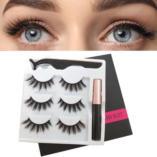 

false eyelashes 3d mink eyelash magnetic magnet eyeliner fake waterproof liquid long lasting lash makeup black lashes