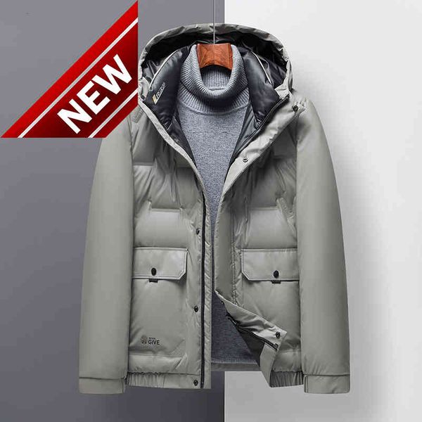 

men winter hooded coat 2021 men's casual down jacket short thick warm outerwear middle-aged and youth, Black