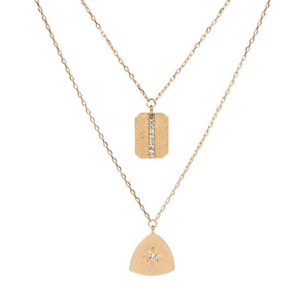 

dainty layered graduated necklace for women 14k gold plated chain simple army card sun pendant initial choker jewelry, Black