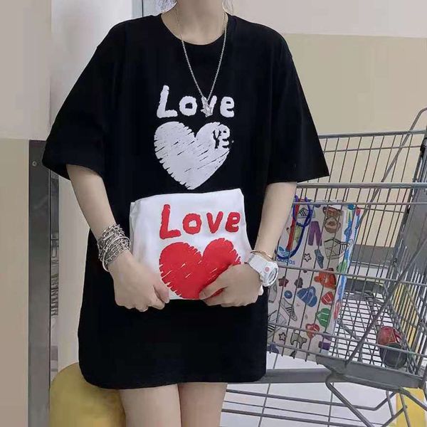 

2021 high-end custom fashion brand love yankees men and women embroidered couple t-shirt loose short sleeves, White