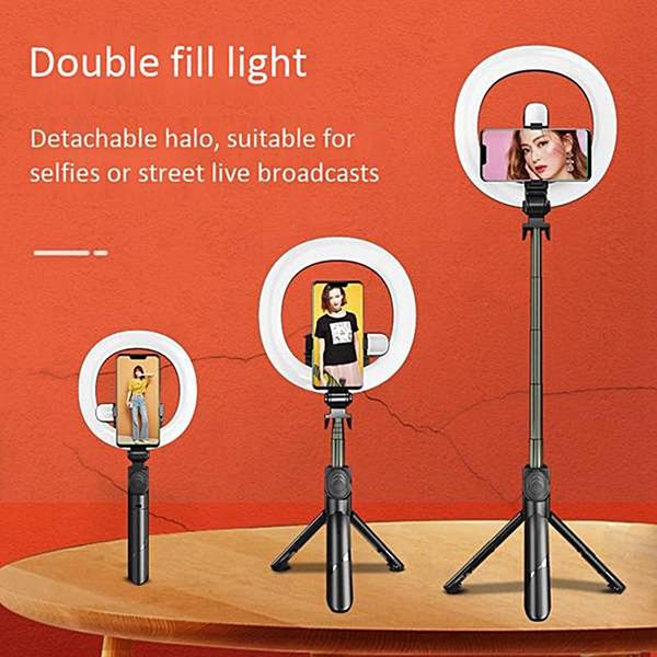 

flash heads xt18s portable selfie ring led with tripod and phone holder built-in battery lamp to make stand for makeup