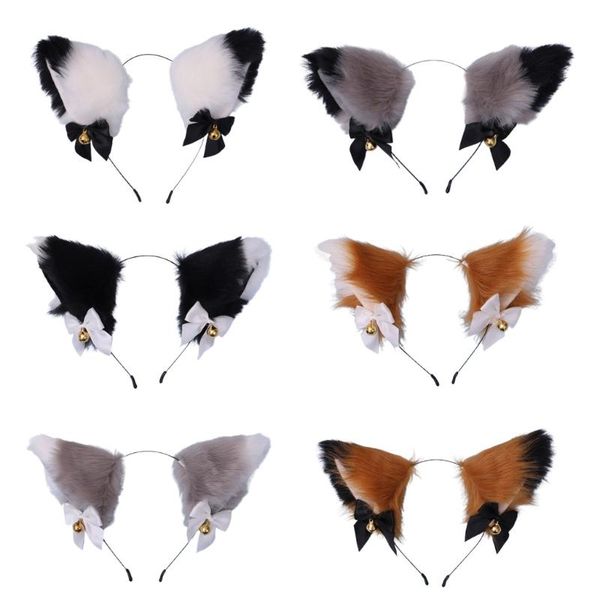 

other event & party supplies women realistic furry cat ears headband cute bowknot bell lolita anime hair hoop plush animal cosplay costume h