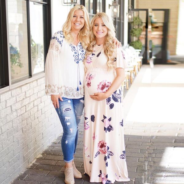 

maternity dresses tulle long baby shower cotton dress stretchy pregnancy pography floral po shoot, White