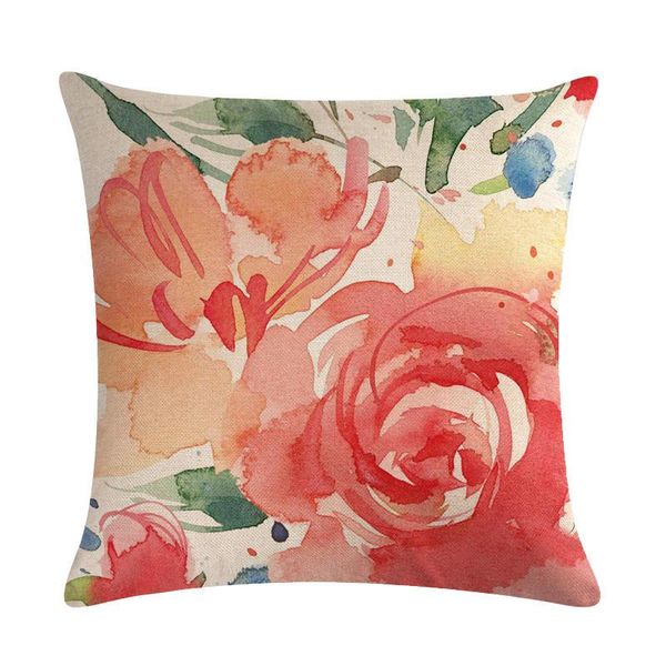 

modern art floral thin linen pillowcase watercolor flower illustration cushion decorative pillow home decor sofa throw pillows