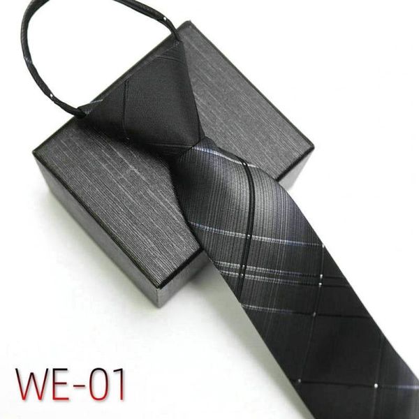 

bow ties 48*7cm man neck all-match high-end suit business zipper tie men striped plaid all match for wedding coat, Black;gray