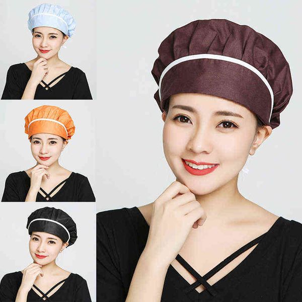 

men women cooking cap printed adjustable chef hat dustproof workshop working cap headscarf for kitchen restaurant l y21111, Blue;gray