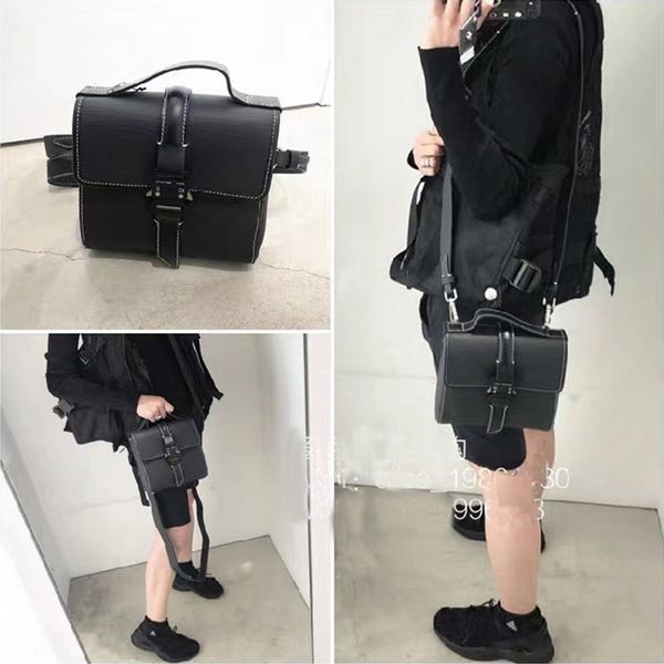 

fashion leather crossbody alyx bag men women metal button functional tactical skateboard backpack chest bag c0225
