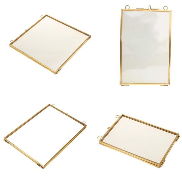 

vintage hanging metal p frame + glass and 2 glass side gold + transparent