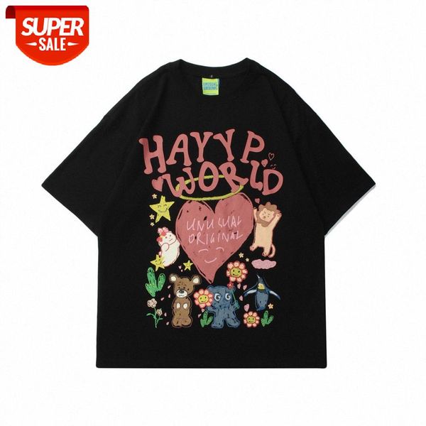 

graffiti printed short-sleeved t-shirt men's creative fun loose round neck half sleeve flow five-point sleeves #jd6p, White;black