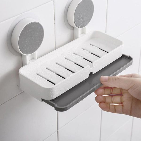 

soap dishes sucker box non-perforated storage rack for bathroom kitchen hook detachable tray case shower plate tools