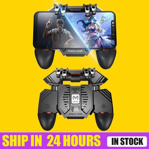

game controller gamepad joystick hand grip for mobile pubg phone l1r1 shooter gamepad trigger six finger with power cooling fan
