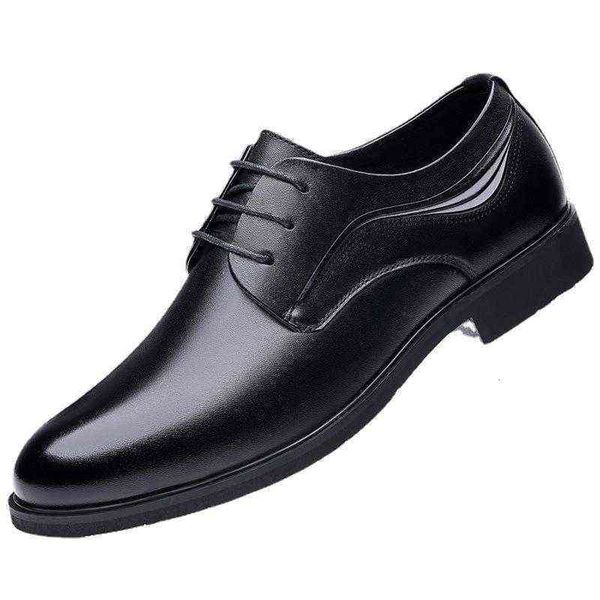 

han pai 2021 men's leather sho pointed lace up formal british youth busins
