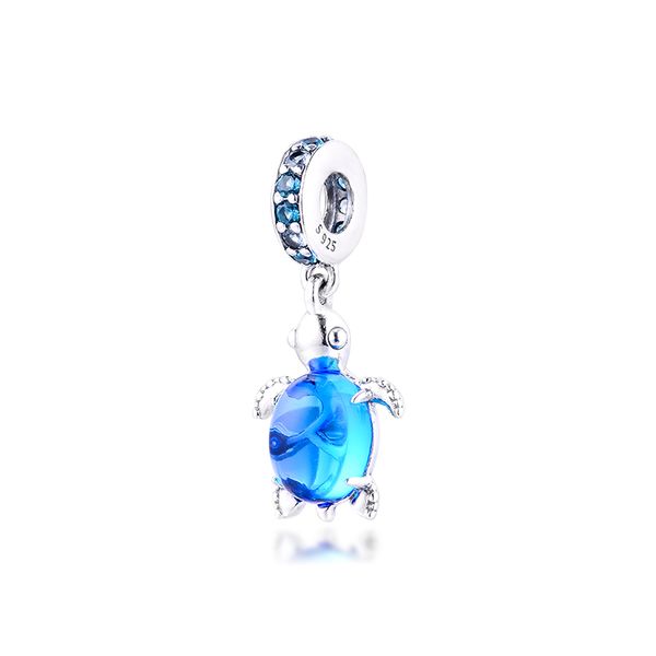 Fascino pendente tartaruga marina in vetro di Murano Bracciale adatto per gioielli Femme Perline di cristallo per creazione di gioielli Ciondoli in argento sterling 925 Q0531