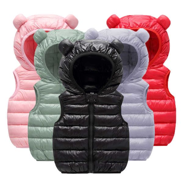 Vestido de colete de crianças outono inverno algodão 2021 novo bebê menina wasitcoat capuz meninos roupas crianças moda casaco para bebês 0-4Y H0909