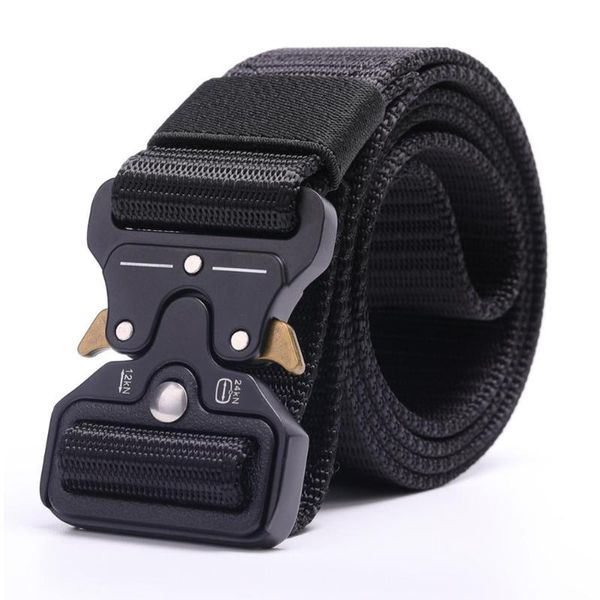 

tactical belts nylon waist belt with quick release metal buckle adjustable heavy duty waist belt hunting accessories, Black;gray