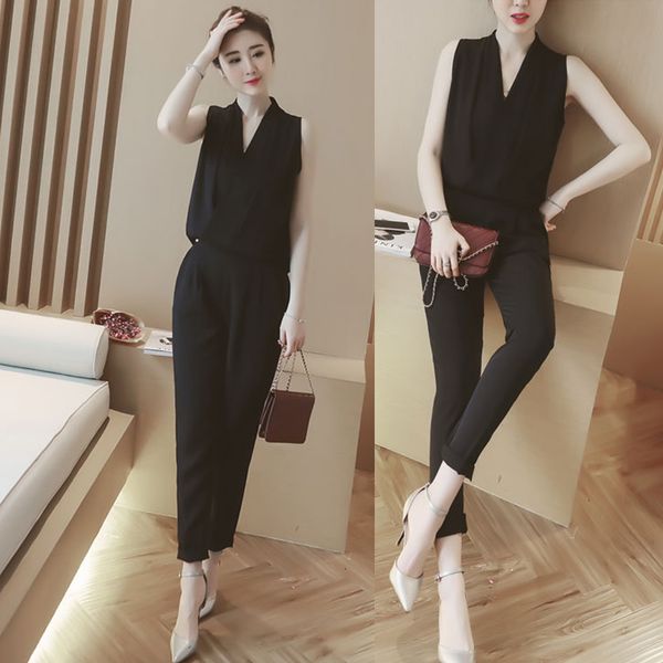 

Elegant Female Summer Breeches Suit Shirt Set of Two Pieces for Work Tops and Pants Office Clothes Wear Smart Casual Lglp, Black;gray