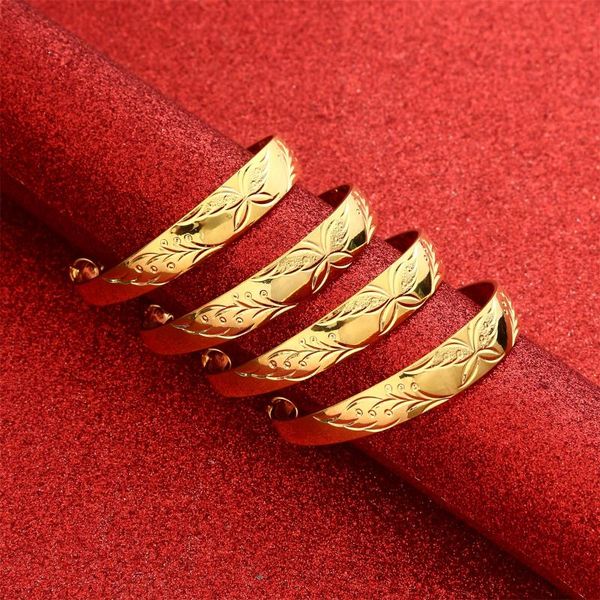 

bangle dubai gold color flower bangles for women luck bracelet africa jewelry female gift, Black