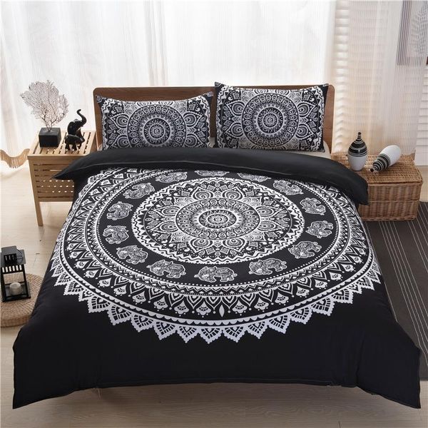 

bedding sets home textile 3pcs beding bohemian nation style black characteristic design pattern all sizes quilt pillowcases covers oceania