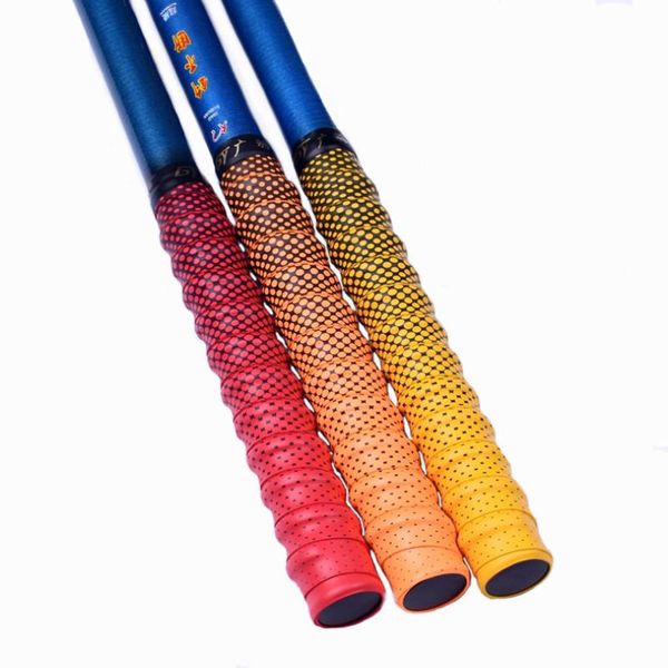 

4pcs fishing rod gradient colorful handle with keel hand glue badminton racket non-slip sweat-absorbent belt grip wrap belt, Yellow;black