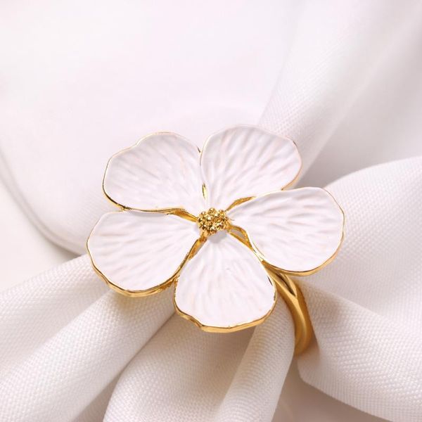 

napkin rings 12pcs/white magnolia flower ring western table decoration used for cocktail party, wedding banquet, festive pa