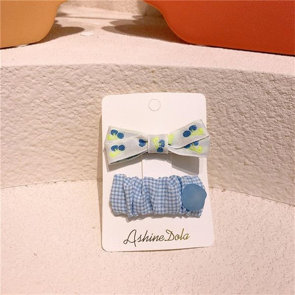 

hair accessories 2021 girl bowknot embroidered fruit hairpin fabric plaid bb clip baby simple for children fashion, Slivery;white