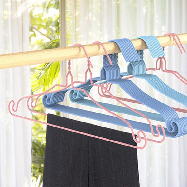 

hangers & racks 8pcs/lot household plastic coating clothes hanger for dry and wet wardrobe space saving laundry rack