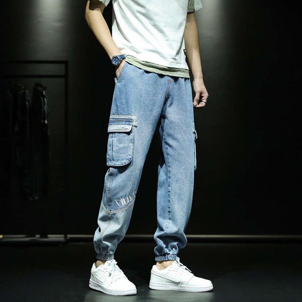 

2021 spring new denim clothing leggings trend men's pants #k002, Black