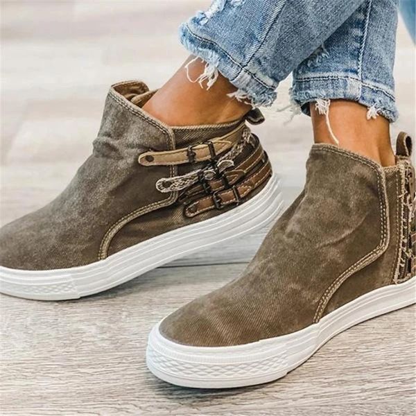 

boots women slip-on design with side zipper closure sneakers shoes, Black