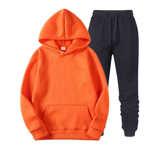 

men's tracksuits sets brand solid color casual hoodies+fitness pants men women autumn winter warm sweatpants tracksuit joggers spo, Gray