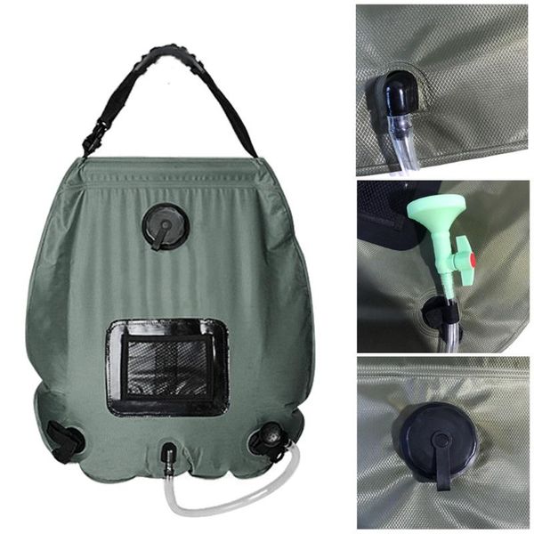 

20l solar shower bath bags outdoor camping heated hiking pvc water storage bags camping portable outdoor elements