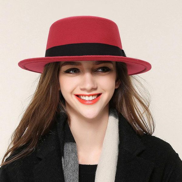

stingy brim hats winter woman's wool hat for ladies bowling cap soft jazz classic gentleman fedoras woman fashionable, Blue;gray
