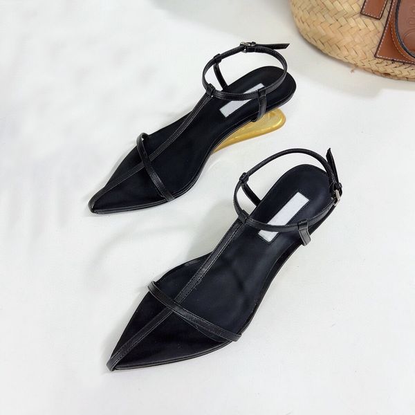 

new crystal heels sandals women narrow band sandals genuine leather strange style high heels summer shoes woman sandalias mujer, Black