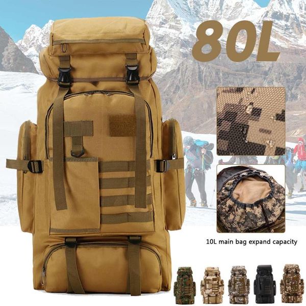 

backpack 80l large waterproof military tactical outdoor hiking climbing camping bag camouflage men travel rucksack