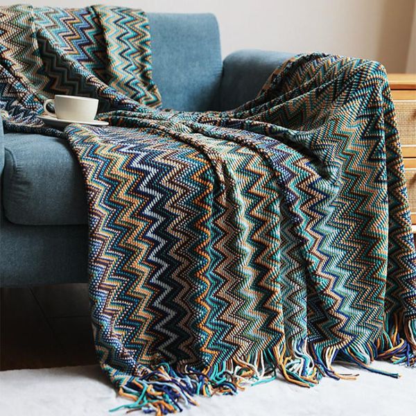 

textile city bohemia style knitted blanket winter warm comfy pashmina tassels l decoration 130x200 for 180cmx200cm bed