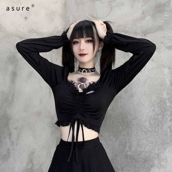 

goth t-shirt y2k crop women clothing harajuku graphic moto t shirts vintage punk tees kawaii basic ies 22337p 210712, White